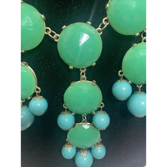 J CREW Aqua and Green oversized circle Necklace - Picture 3 of 7